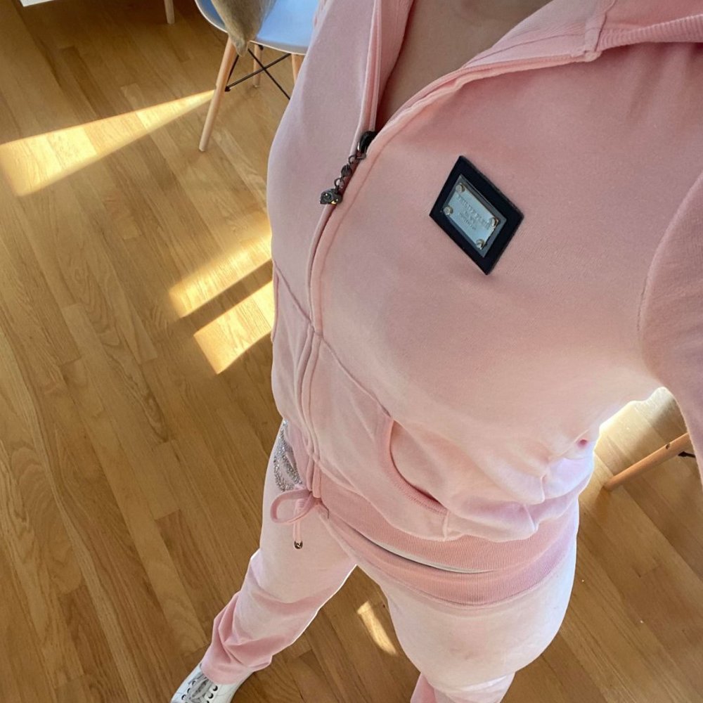 Philipp Plein Pink Velour Track Suit Set